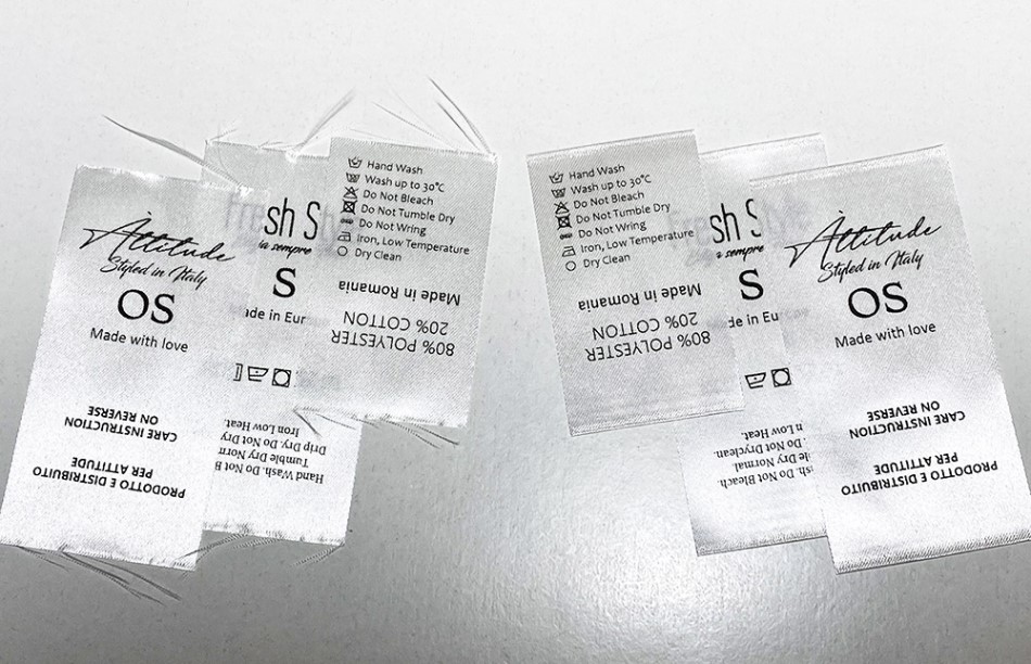 Laundry care label with size Model TL-M192  Laundry care textile labels -  BestLabels™ USA